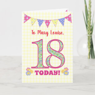 Carte Nom personnalisé 18e anniversaire Primroses Buntin