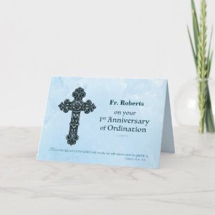 Carte Nom personnalisé 1er anniversaire d'ordination Prê