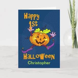 Carte Nom personnalisé 1er Halloween Happy Citrouille