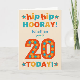 Carte Nom personnalisé 20e anniversaire Hip Horay