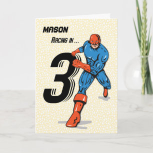 Carte Nom personnalisé, 3e anniversaire Superhero