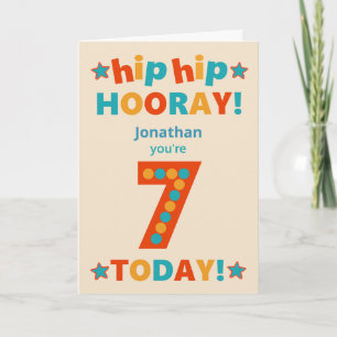 Carte Nom personnalisé 7e anniversaire Hip Hooray