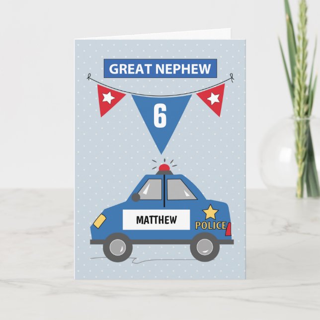 Carte Nom personnalisé Age Great Nephew 6th Birthday Pol (Devant)