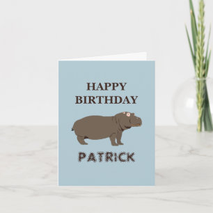 Carte Nom personnalisé Anniversaire Hippopotame Hippo