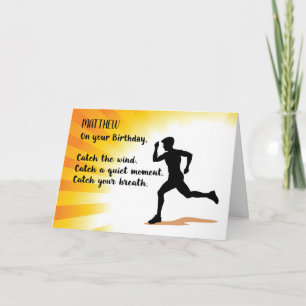 Carte Nom Personnalisé Anniversaire Homme Courir Sunburs