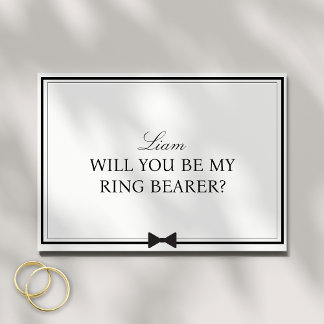 Carte Nom personnalisé Bowtie Ring Bearer Proposition