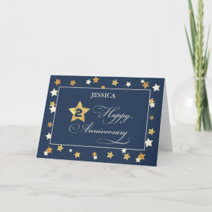 Carte Nom personnalisé Deuxième anniversaire de l'employ