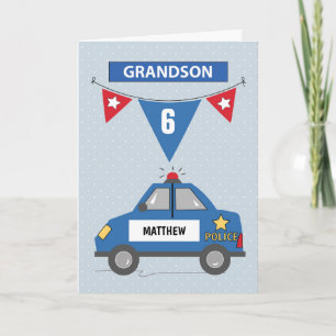 Carte Nom personnalisé et âge Grand-fils 6e anniversaire
