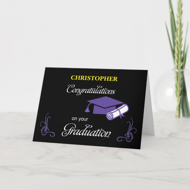 Carte Nom personnalisé Félicitations pour la graduation (Devant)