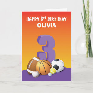 Carte Nom personnalisé Fille 3e anniversaire Balles de s