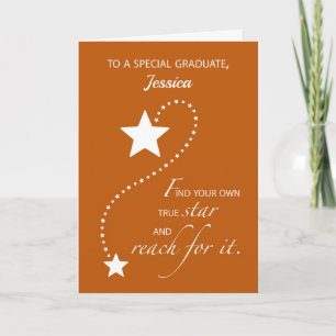 Carte Nom personnalisé Fille Graduation Burnt Orange Sta