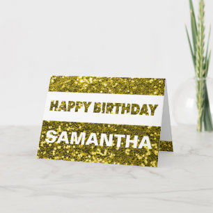 Carte Nom personnalisé Gold Faux Parties scintillant Joy
