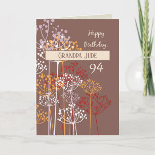 Carte Nom personnalisé Grand-père 94e anniversaire Brown