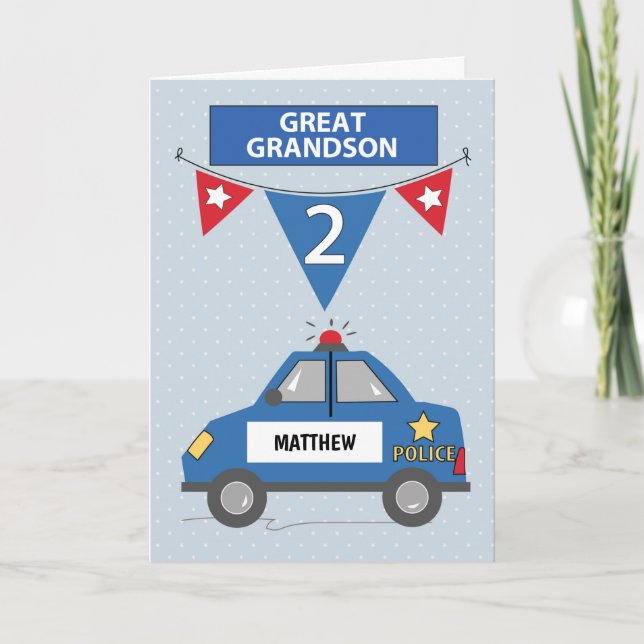 Carte Nom personnalisé Grand-petit-fils 2e anniversaire  (Devant)
