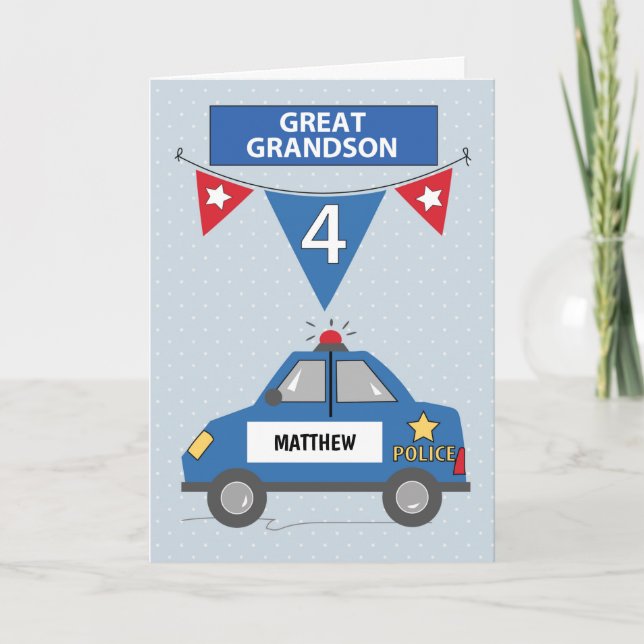 Carte Nom personnalisé Grand-petit-fils 4e anniversaire  (Devant)