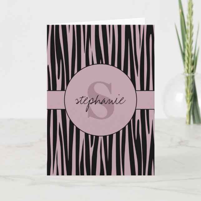 Carte Nom personnalisé Monogramme Zebra stripes motif (Devant)