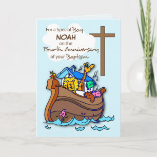 Carte Nom personnalisé Quatrième anniversaire de baptême