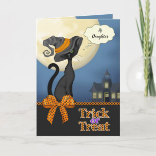 Carte Nom personnalisé/Relation Trick ou Treat Black Cat