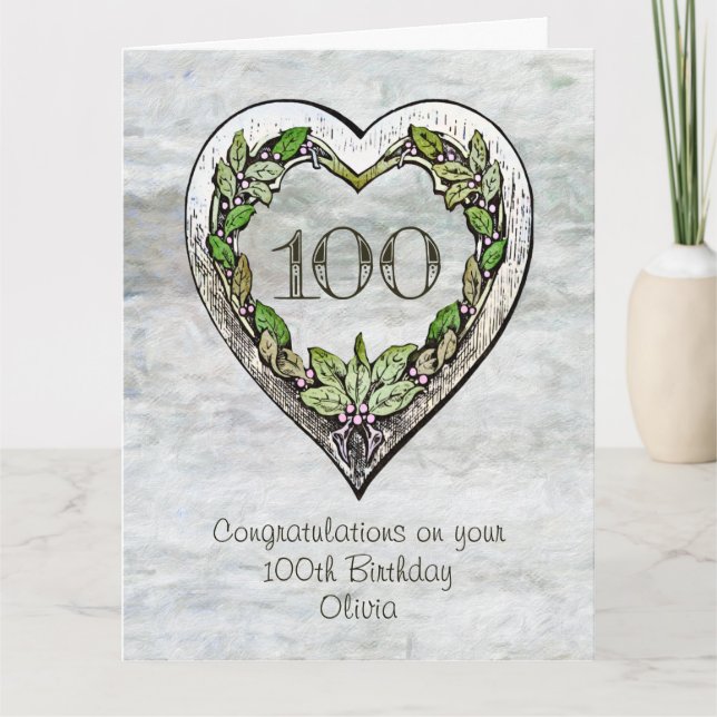 Carte Nom personnalisé Rustic 100th Birthday Card (Devant)