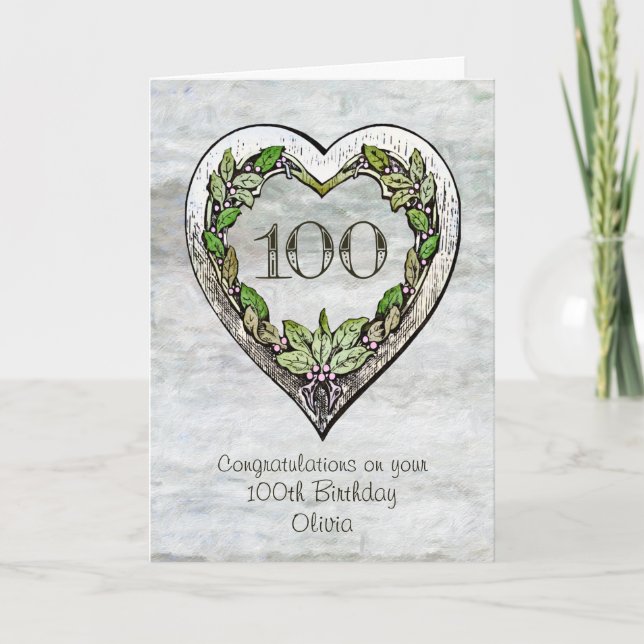 Carte Nom personnalisé Rustic 100th Birthday Card (Devant)