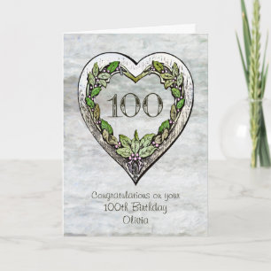 Carte Nom personnalisé Rustic 100th Birthday Card