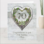 Carte Nom personnalisé Rustic 70th Birthday Card<br><div class="desc">Un nom personnalisé carte de coeur botanique rustique 70e anniversaire.</div>