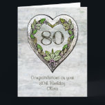 Carte Nom personnalisé Rustic 80th Birthday Card<br><div class="desc">Un nom personnalisé carte de coeur botanique rustique 80e anniversaire.</div>