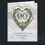 Carte Nom personnalisé Rustic 90th Birthday Card<br><div class="desc">Un nom personnalisé carte de coeur botanique rustique 90ème anniversaire.</div>