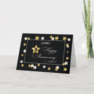 Carte Nom personnalisé Troisième anniversaire de l'emplo