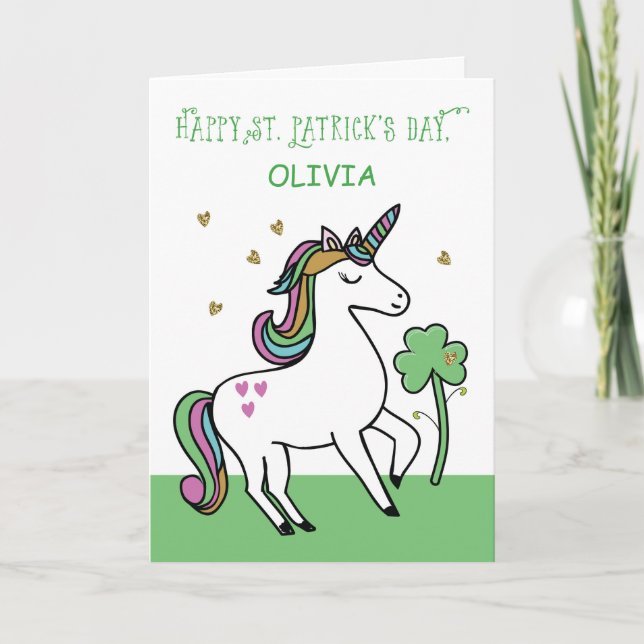 Carte Nom personnalisé Unicorn St. Patrick's Day Wives (Devant)
