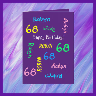Carte Nom Personnalisé, Violet, Tout Voeux Anniversaire