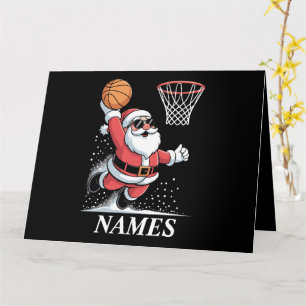 Carte Nom personnalisé Xmas Père Noël Dunking Basketball
