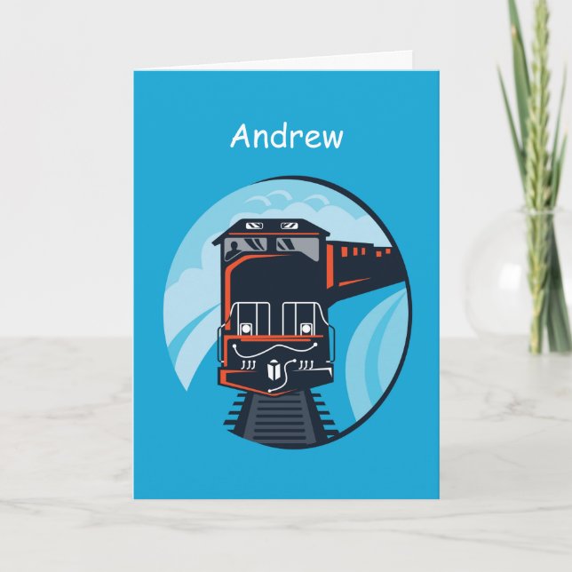 Carte Nom personnel, Age 7th Birthday Train (Devant)