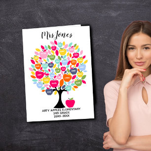 Carte noms de classe professeur merci apple mot art