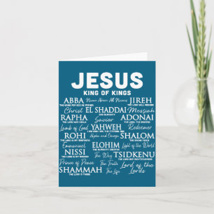 Carte Noms de Jésus Roi Dieu Verset de la Bible hébraïqu