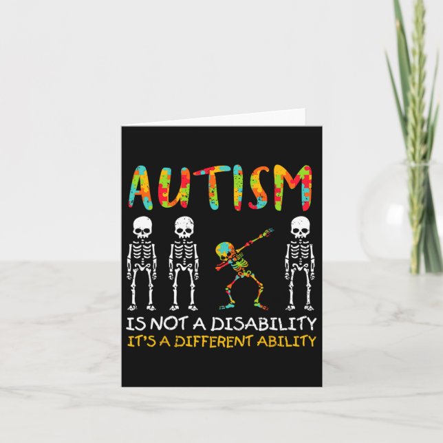 Carte Non Handicap Capacité Différente Squelette Autisme (Devant)