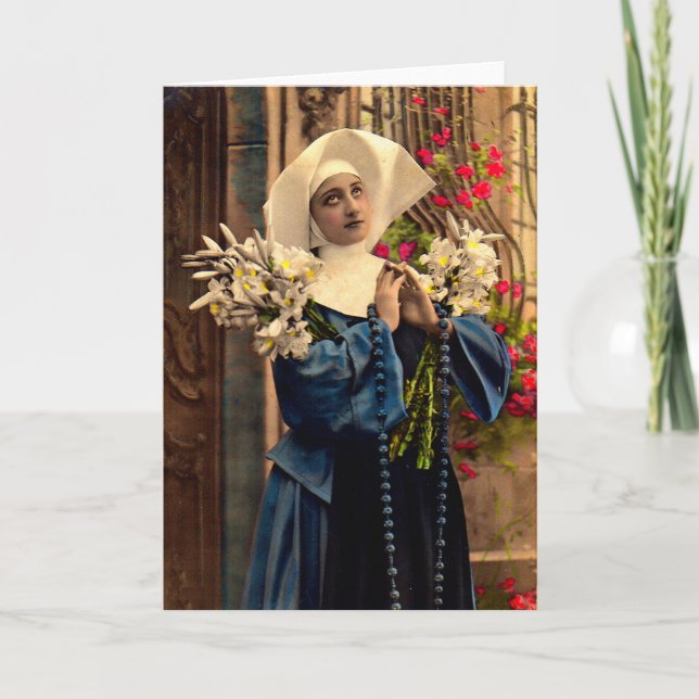 Carte nonne bleue vers 1910 (Devant)