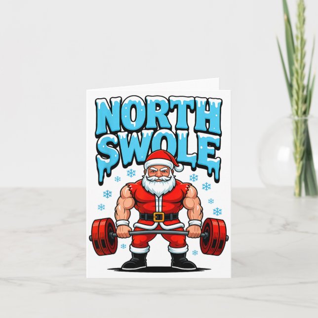 Carte North Swole Santa Funny Christmas Gym Workout Lift (Devant)