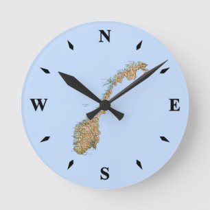 Carte Norvège Horloge