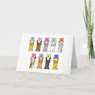 Carte Norvégien Merci Tusen Takk Cartoon Cats
