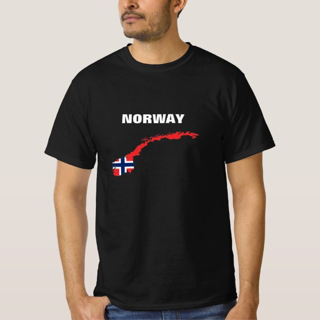Carte norvégienne avec drapeau sur T-shirt (Devant)