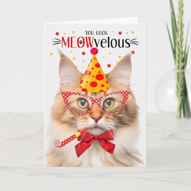 Carte Norwegian Forest Cat Orange MEOWvelous Anniversair (Devant)