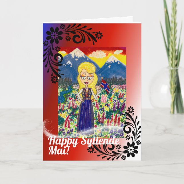 Carte Norwegian Girl in Bunad (Devant)