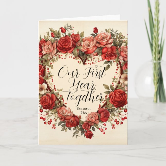 Carte Nos Premières Années Ensemble Roses De Style Vinta (Devant)