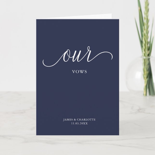 Carte Nos Vows Card Mini Script Bleu (Devant)