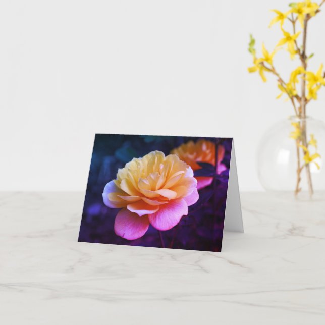 Carte Nota blanche Fleur de rose jaune (Fleur jaune)