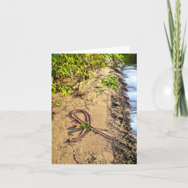 Carte Nota sur le cancer du sein ruban rose-carte dans l (Devant)