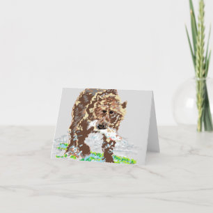 Carte Nota Vide À L'Intérieur / Ours Grizzly