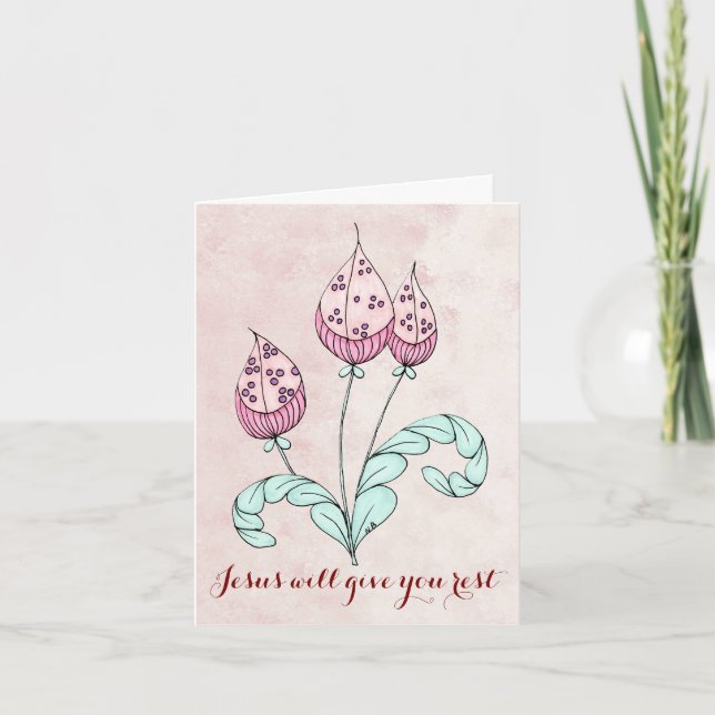 Carte Note Avec Trois Fleurs Whimsical (Devant)