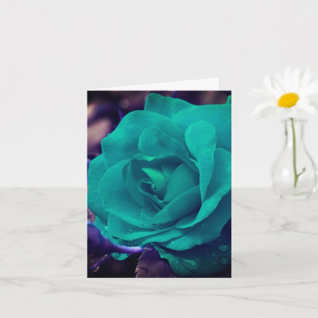 Carte Note blanche Rose Aqua (Petite plante)